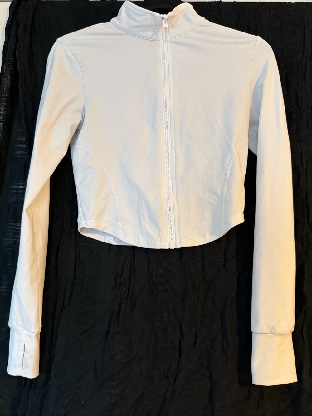 High Neck Thumb Holes Athletic Zip Up Form Fitting Wind Breaker